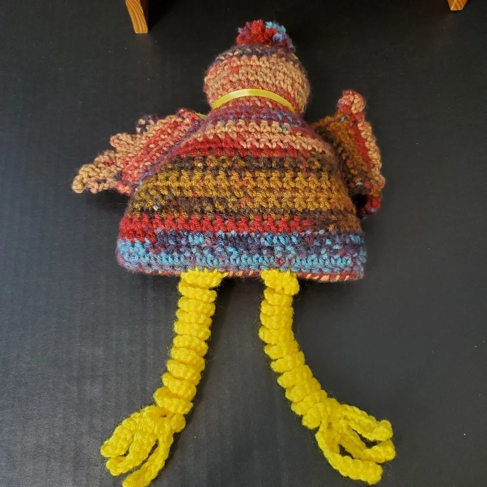 Crochet Chicken Shelf Sitter County‎ Farmhouse Plush Decoration Variegated Brown